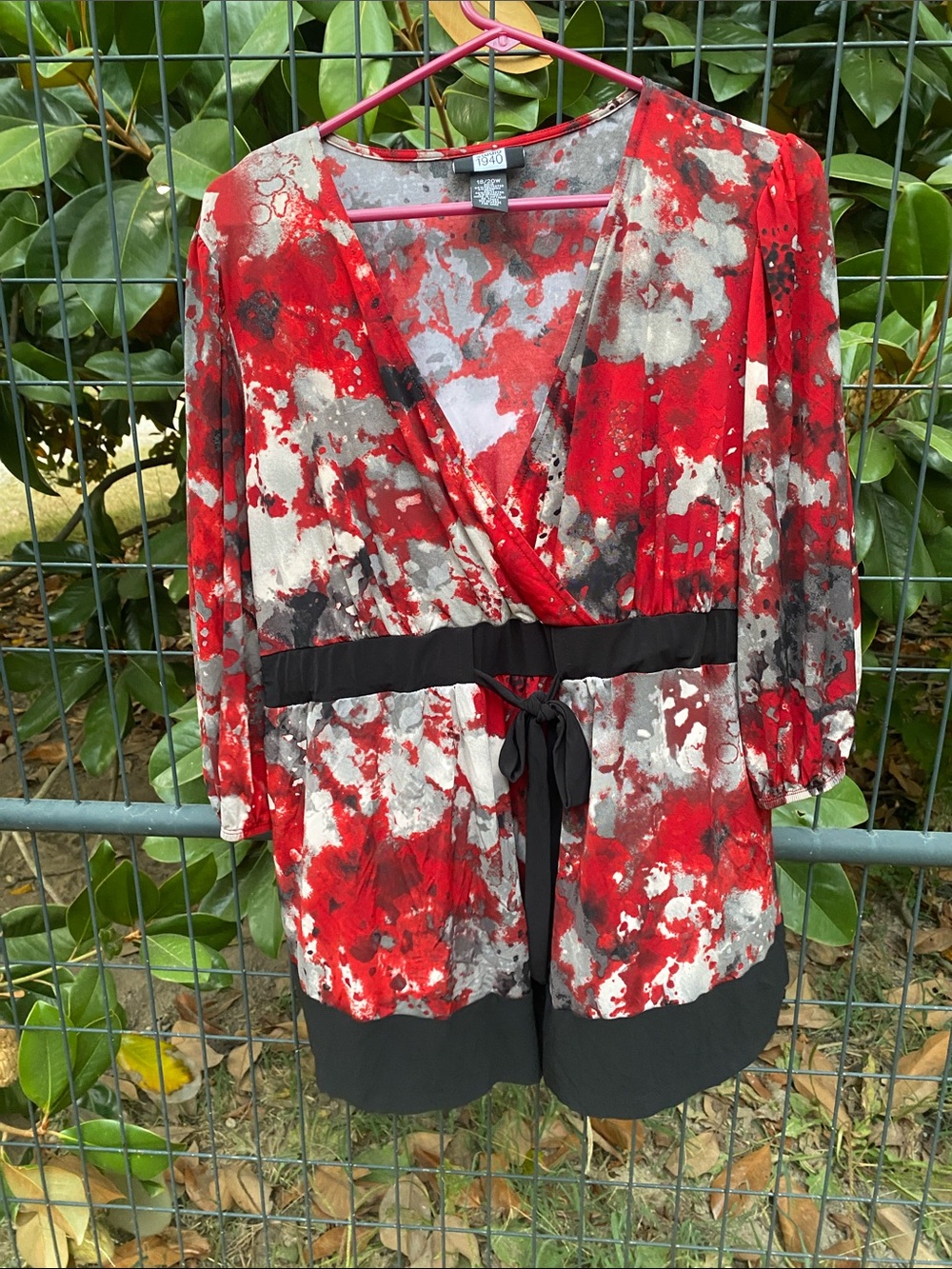 Studio 1940 Sz (18-20W) Empire-Waist BabyDoll Tunic Top Abstract Splatter